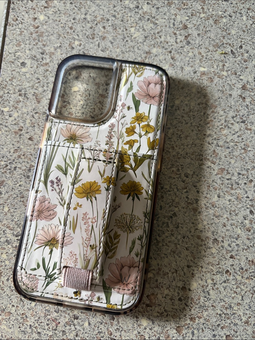 Floral Card Slot Phone Case in Pink & Yellow IPhone 17
